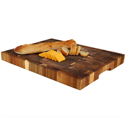 MegaChef 17 x 13 Inch Acacia Wood Butcher Block Carving and Cutting Serving Board with Juice Groove LuxuryLifeWay Online Store