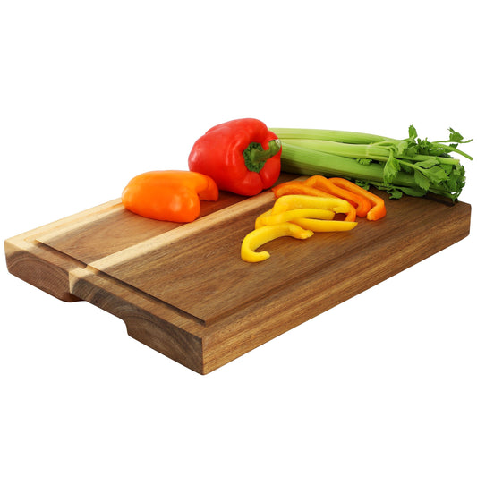 MegaChef 15.5 x 12 Inch Acacia Wood 1.5 Inch Thick Carving and Cutting Serving Butcher Board with Juice Groove LuxuryLifeWay Online Store