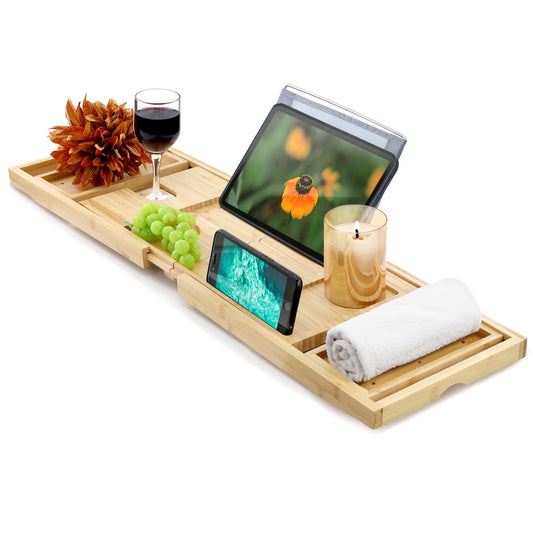 MegaChef Expandable Bamboo Wood Bath Tray LuxuryLifeWay Online Store