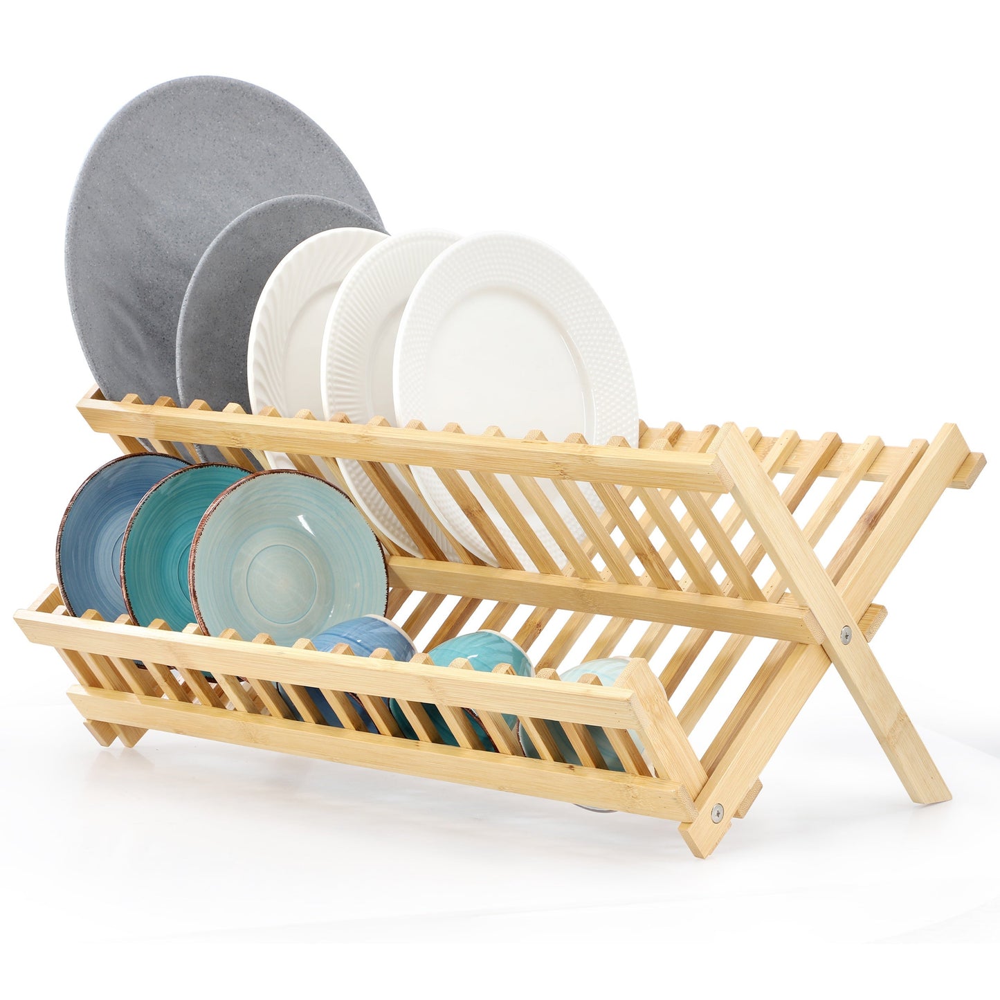 MegaChef 2-Tier Collapsible Kitchen Bamboo Drying Dish Rack LuxuryLifeWay Online Store
