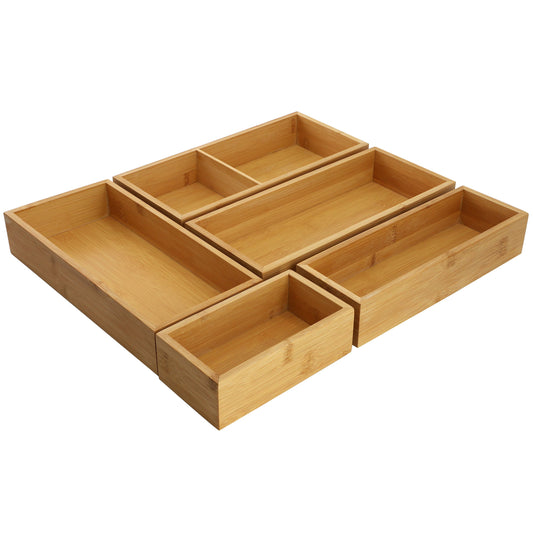 MegaChef 5 Piece Bamboo Storage and Organization Trays LuxuryLifeWay Online Store