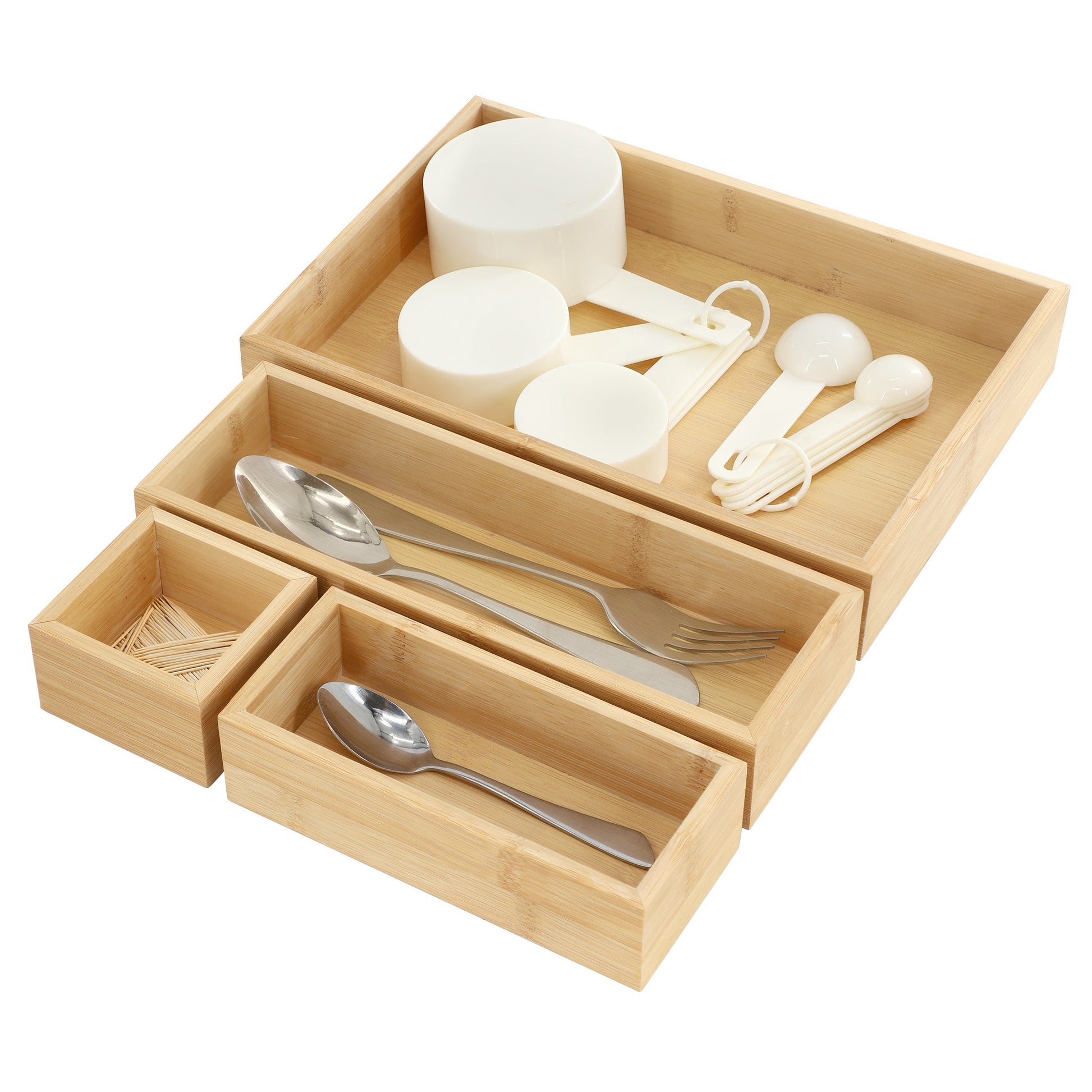 MegaChef 4 Piece Bamboo Storage and Organization Trays LuxuryLifeWay Online Store