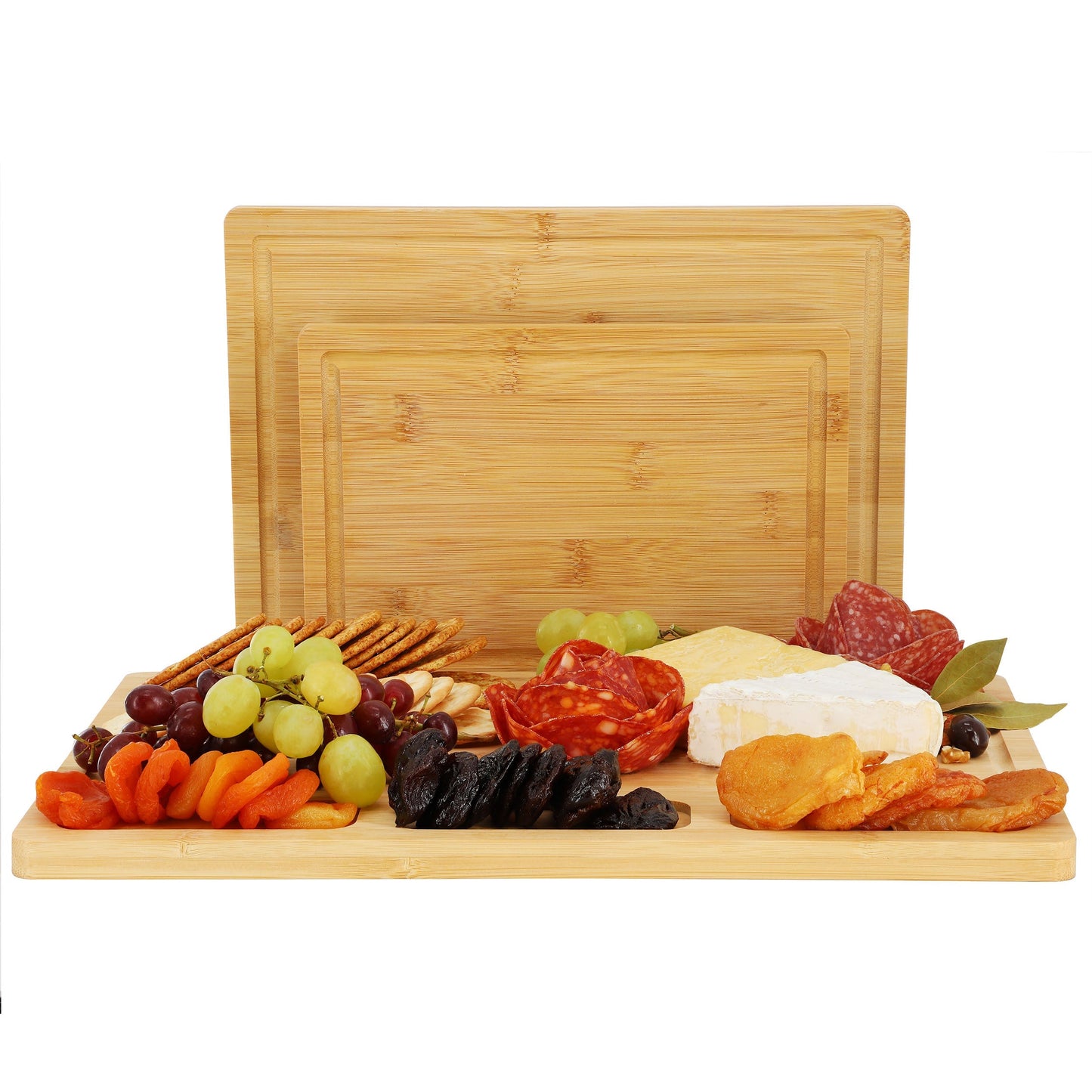 MegaChef 3 Piece Bamboo Cutting, Prep and Serving Boards LuxuryLifeWay Online Store