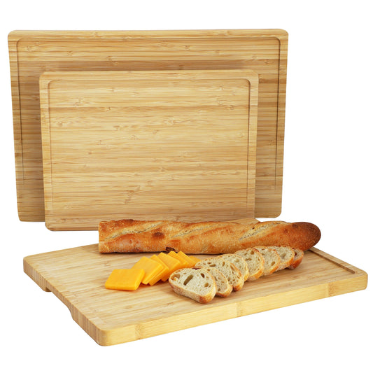 MegaChef 3 Piece Bamboo Cutting, Prep and Serving Boards with Slanted Juice Groove LuxuryLifeWay Online Store