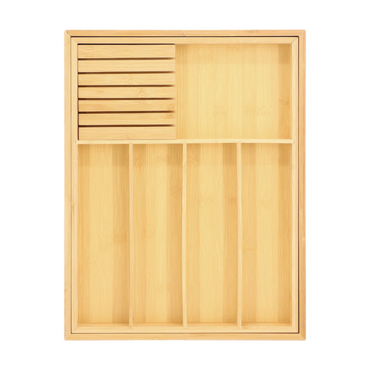MegaChef Adjustable Bamboo Drawer Storage and Organization Tray with Removable Knife Block LuxuryLifeWay Online Store