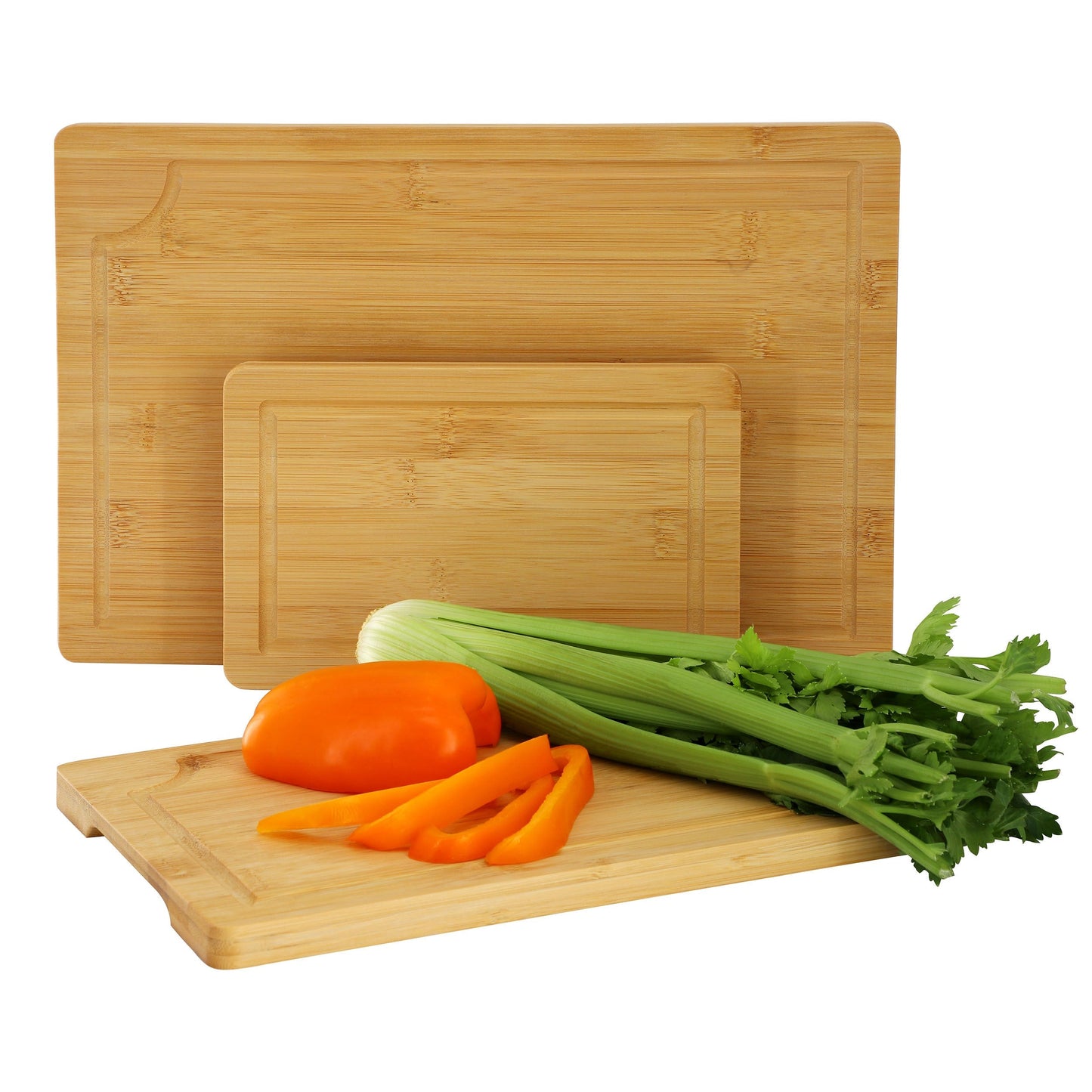 MegaChef 3 Piece 9 Inch, 12 Inch, and 15 Inch Bamboo Wood Cutting Board Set with Juice Grooves LuxuryLifeWay Online Store