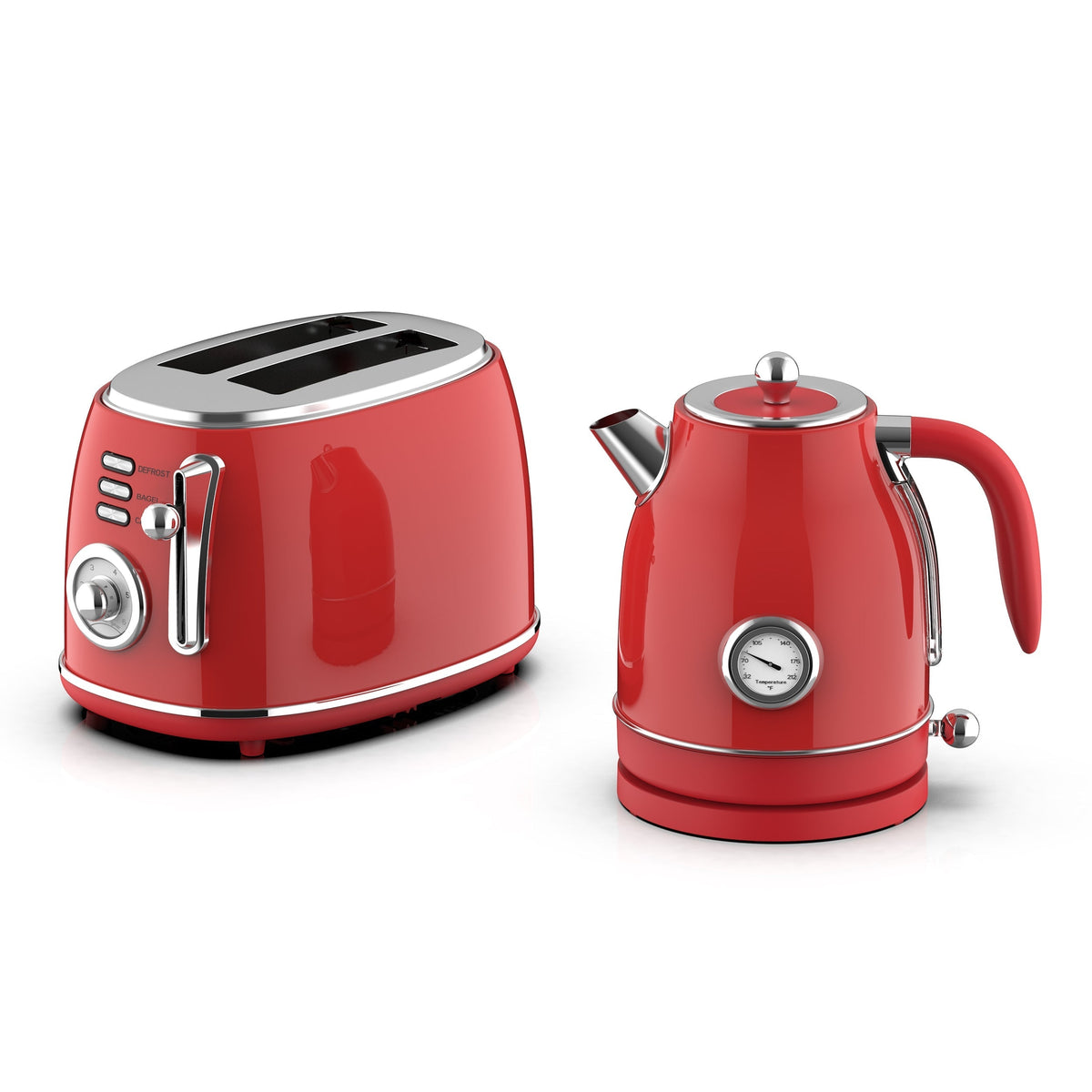 MegaChef 1.8 Quart Electric Tea Kettle and 2 Slice Toaster Combo in Red LuxuryLifeWay Online Store