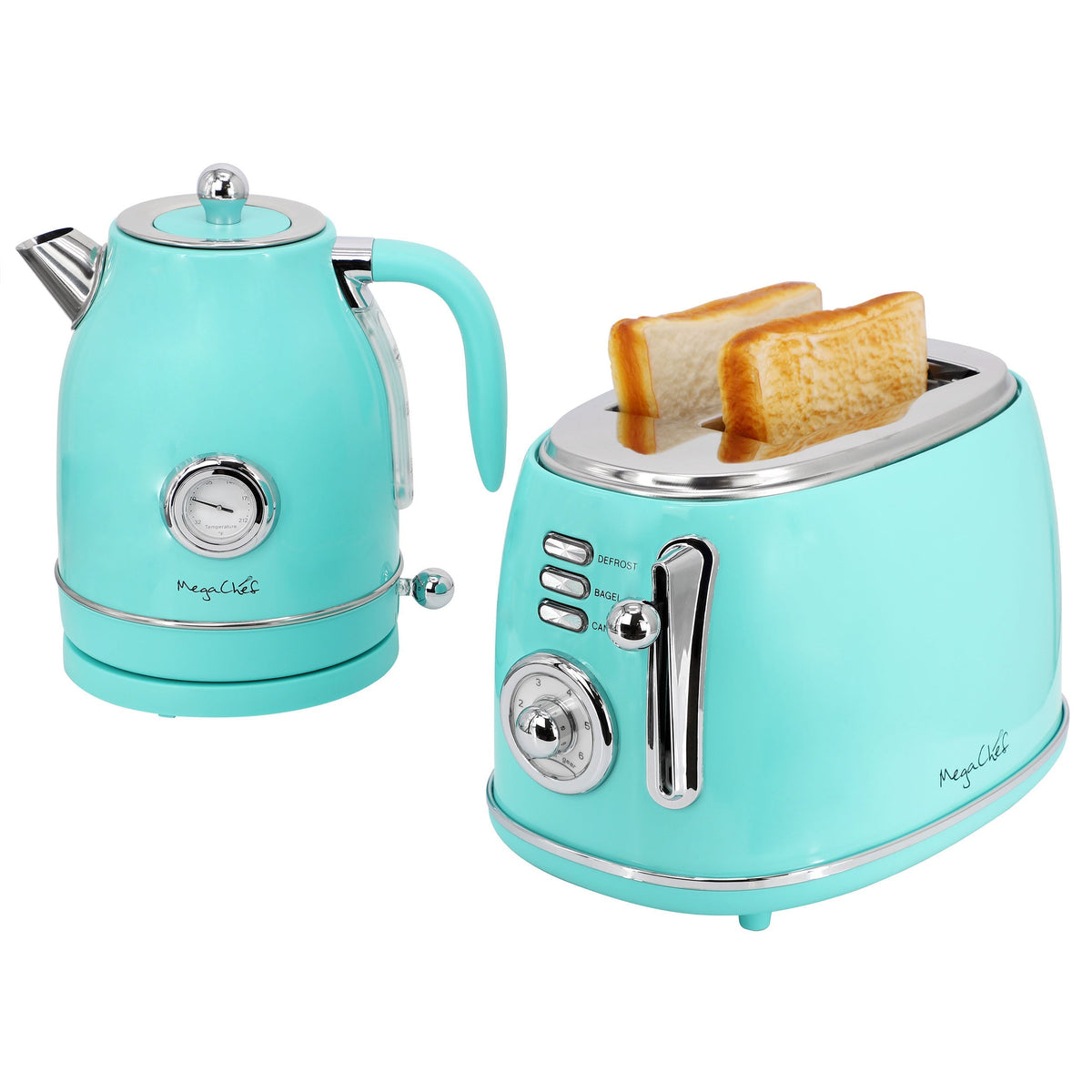 MegaChef 1.8 Quart Electric Tea Kettle and 2 Slice Toaster Combo in Turquoise LuxuryLifeWay Online Store