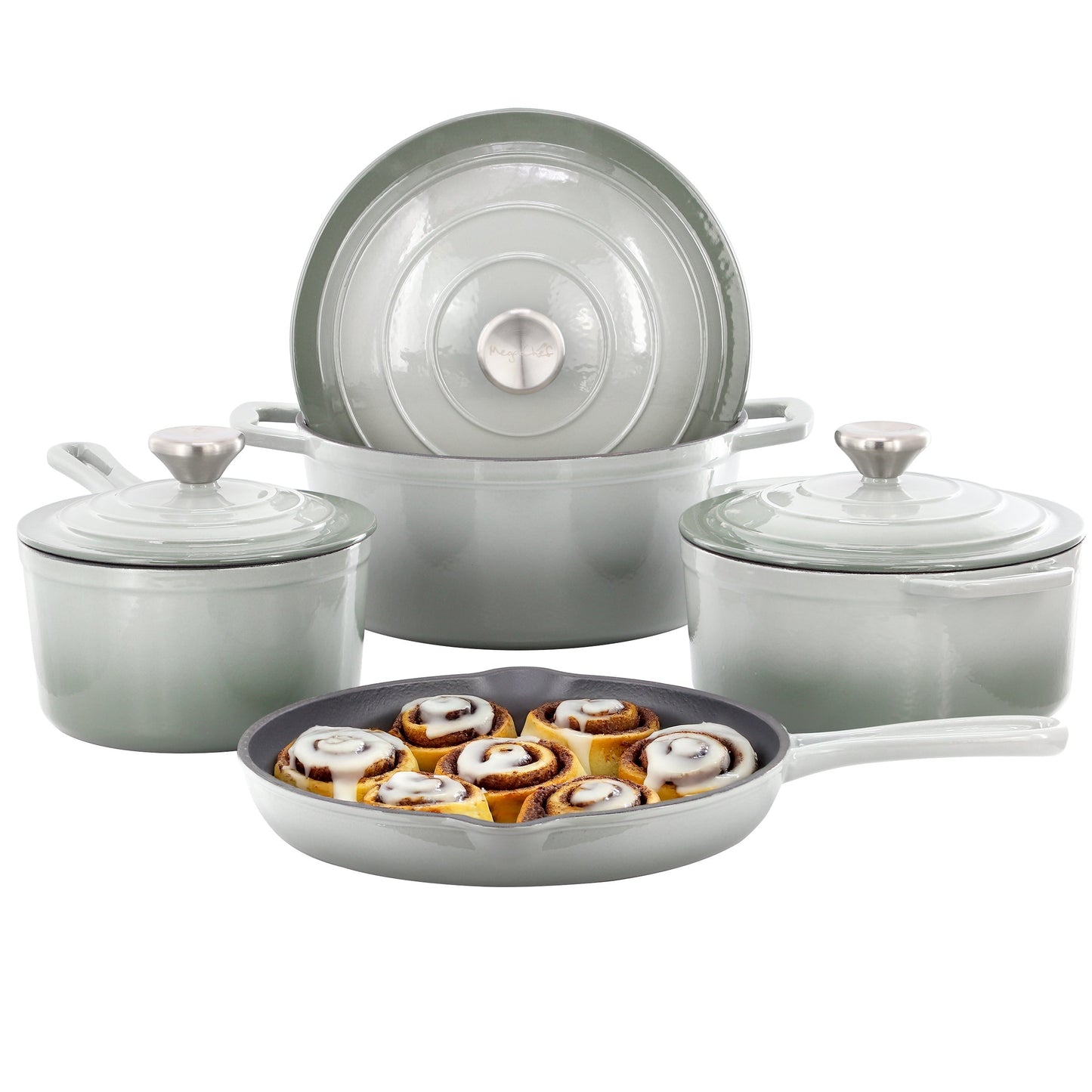 MegaChef 7 Piece Enameled Cast Iron Cookware Set in Gray LuxuryLifeWay Online Store
