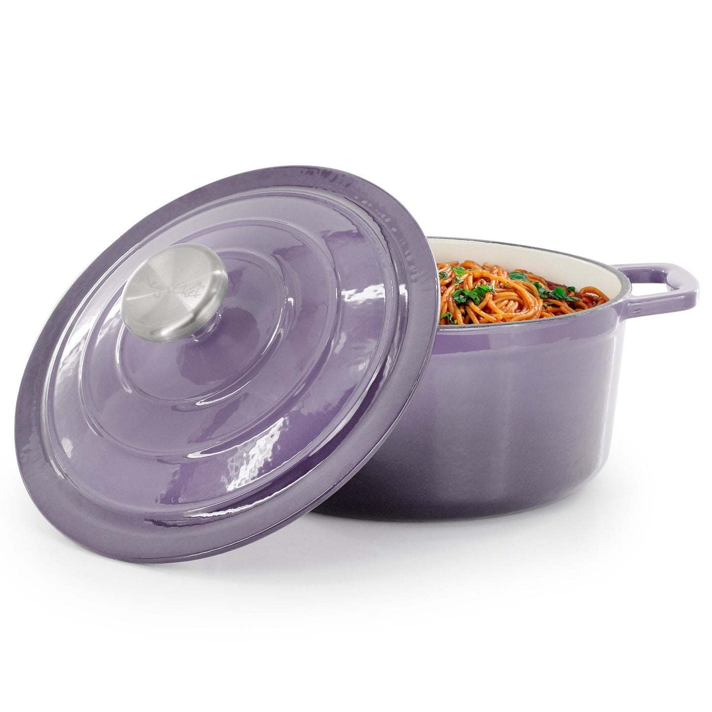 MegaChef 2.7 Quart Round Enameled Cast Iron Casserole in Gradient Purple LuxuryLifeWay Online Store