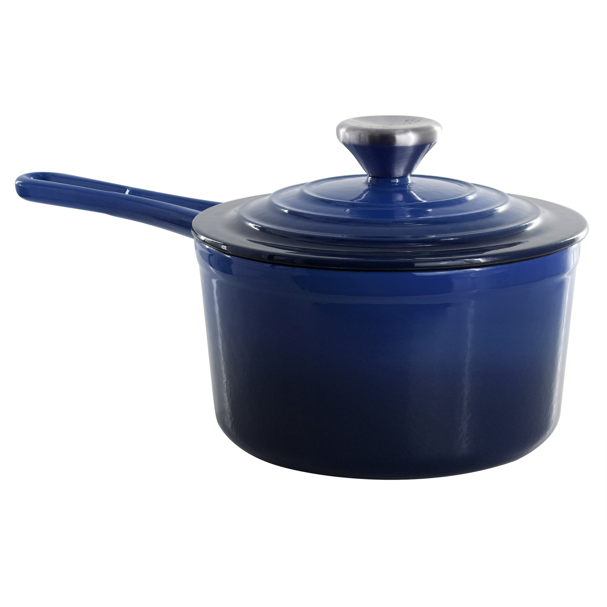 MegaChef 2 Quart Enameled Cast Iron Sauce Pan in Gradient Dark Blue LuxuryLifeWay Online Store