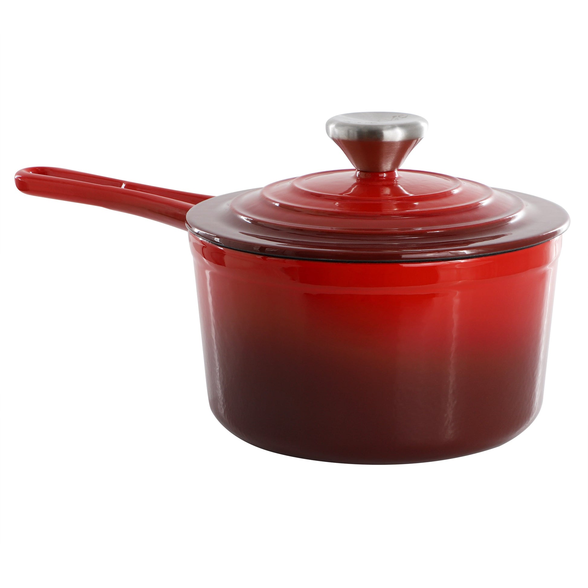 MegaChef 2 Quart Enameled Cast Iron Sauce Pan in Gradient Red LuxuryLifeWay Online Store