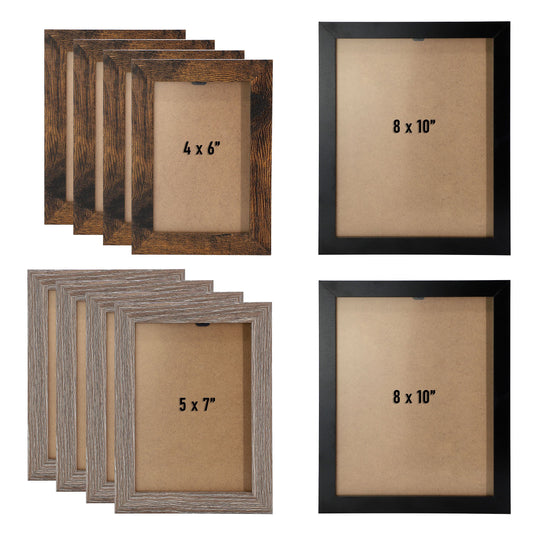 MegaChef 10 Piece Assorted Wood Picture Frame Set in Black and Brown LuxuryLifeWay Online Store