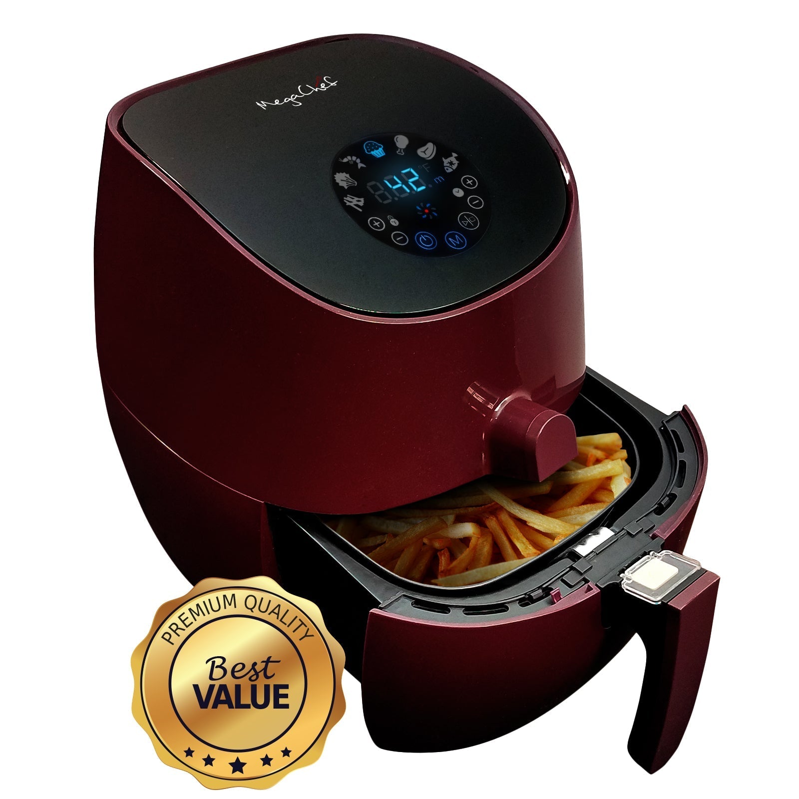 MegaChef 3.5 Quart Airfryer And Multicooker With 7 Pre-Programmed Settings in Burgundy LuxuryLifeWay Online Store