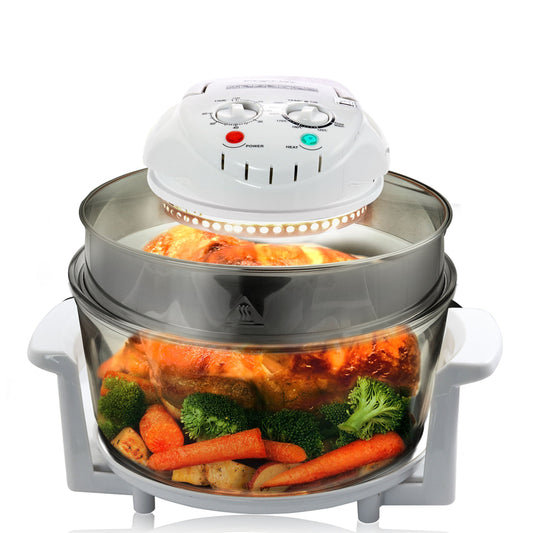 MegaChef Multipurpose Countertop 14.25 Inch Halogen Oven Air Fryer/Rotisserie/Roaster in White LuxuryLifeWay Online Store