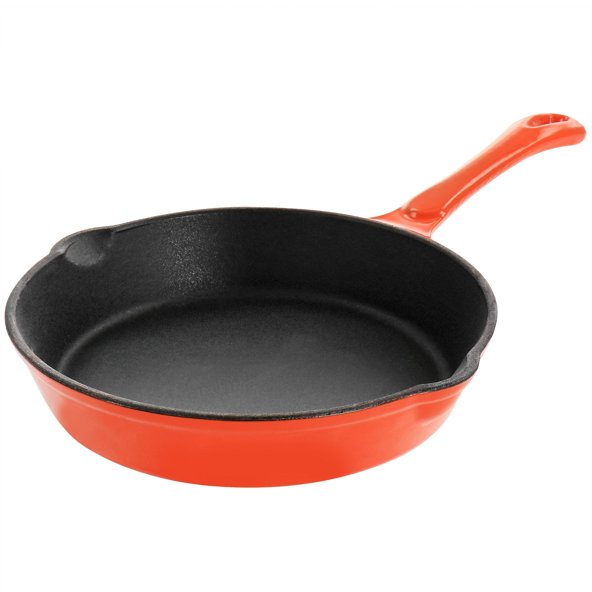 MegaChef Enameled Round 8 Inch PreSeasoned Cast Iron Frying Pan in Orange LuxuryLifeWay Online Store
