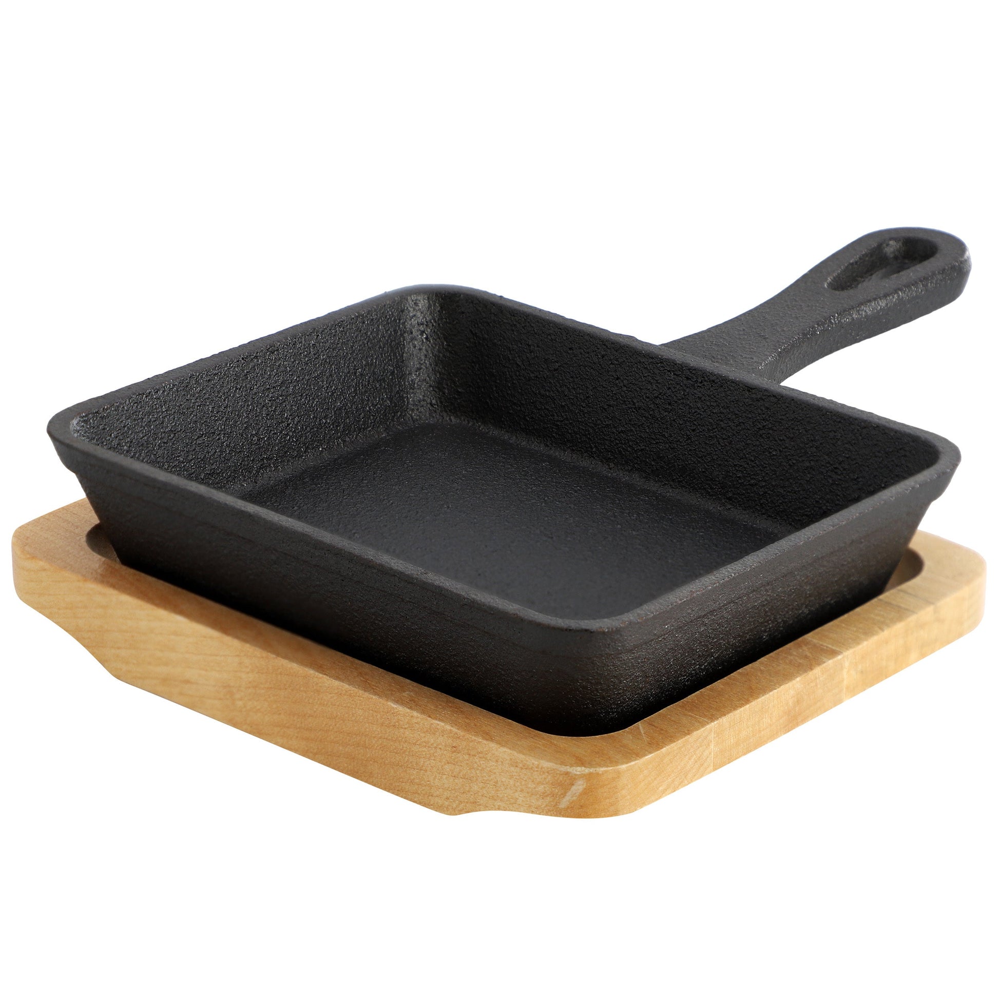 MegaChef Mini Cast Iron Square Pan with Wood Tray LuxuryLifeWay Online Store
