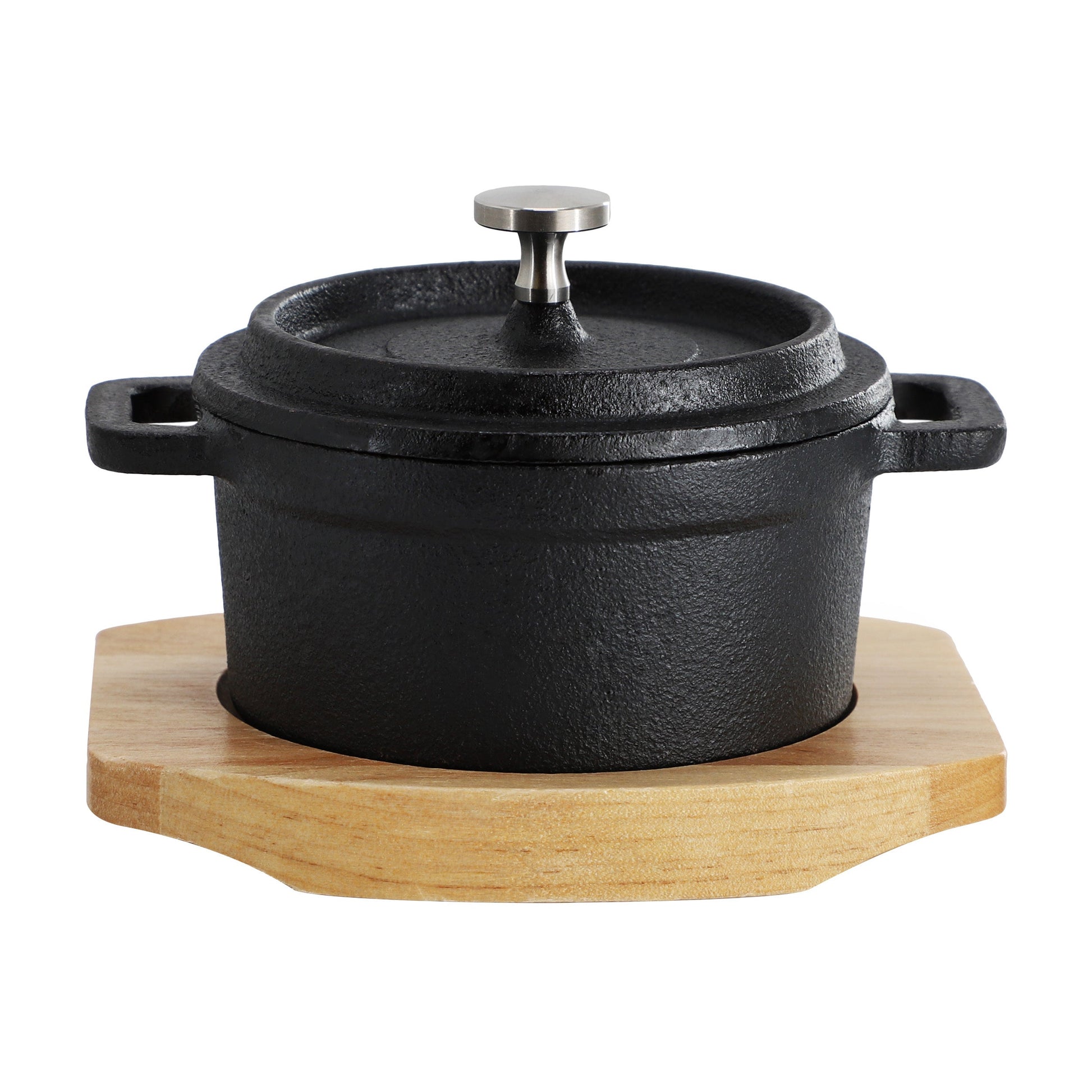 MegaChef Cast Iron 8 Ounce Mini Dutch Oven with Wood Tray LuxuryLifeWay Online Store