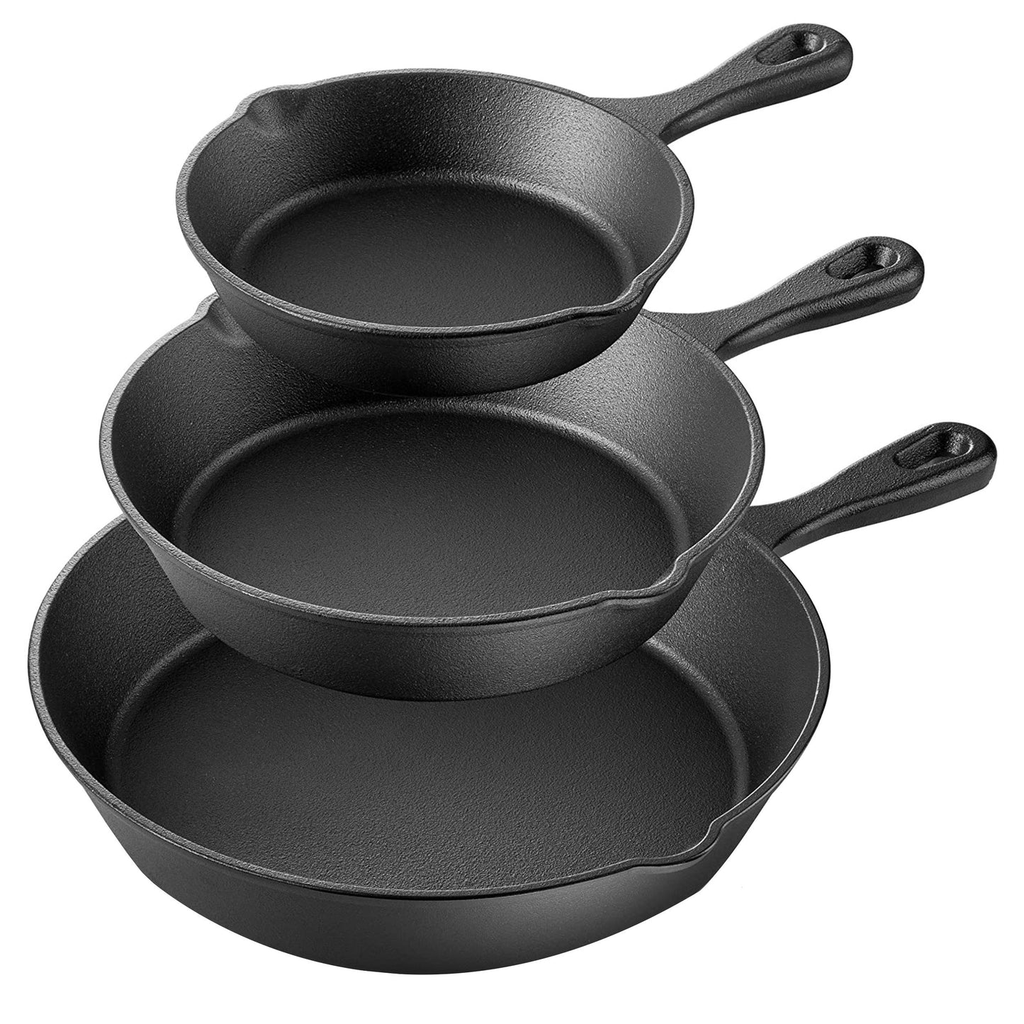 MegaChef Pre-Seasoned 3 Piece Cast Iron Skillet Set LuxuryLifeWay Online Store