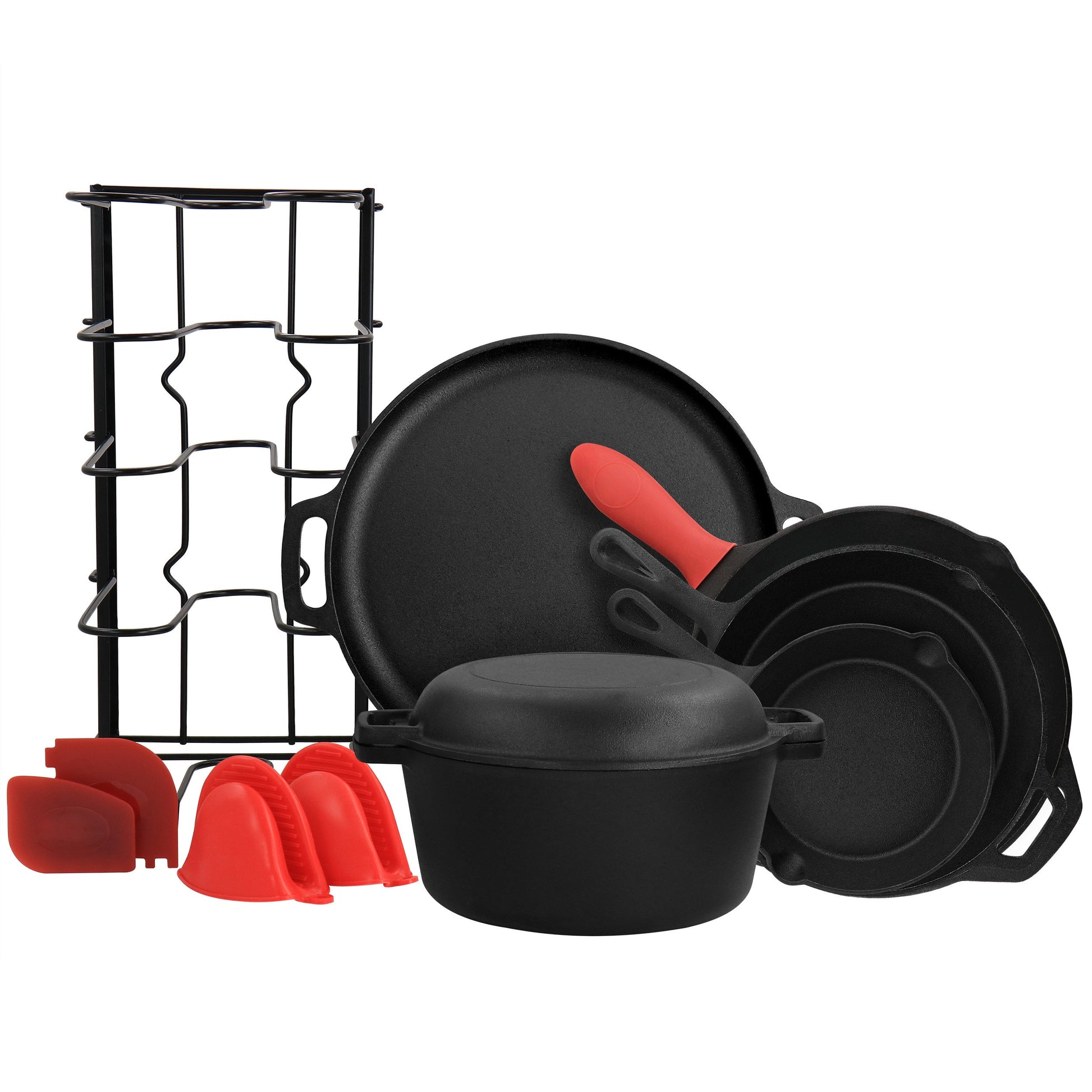 MegaChef 12 Piece Round PreSeasoned Cast Iron Cookware Set LuxuryLifeWay Online Store
