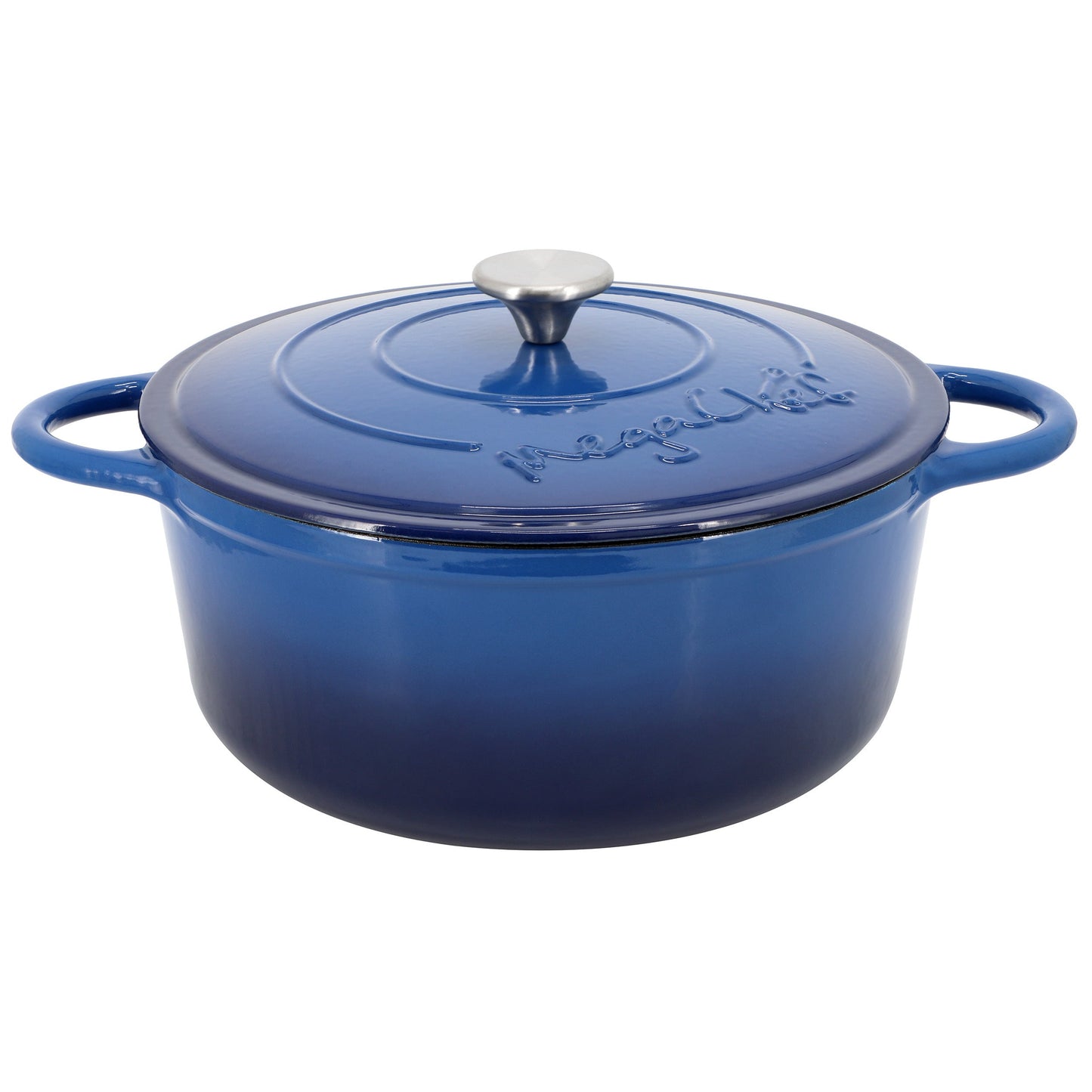 MegaChef 6.35 Quart Round Enameled Cast Iron Dutch Oven with Self Basting Lid in Dark Blue LuxuryLifeWay Online Store