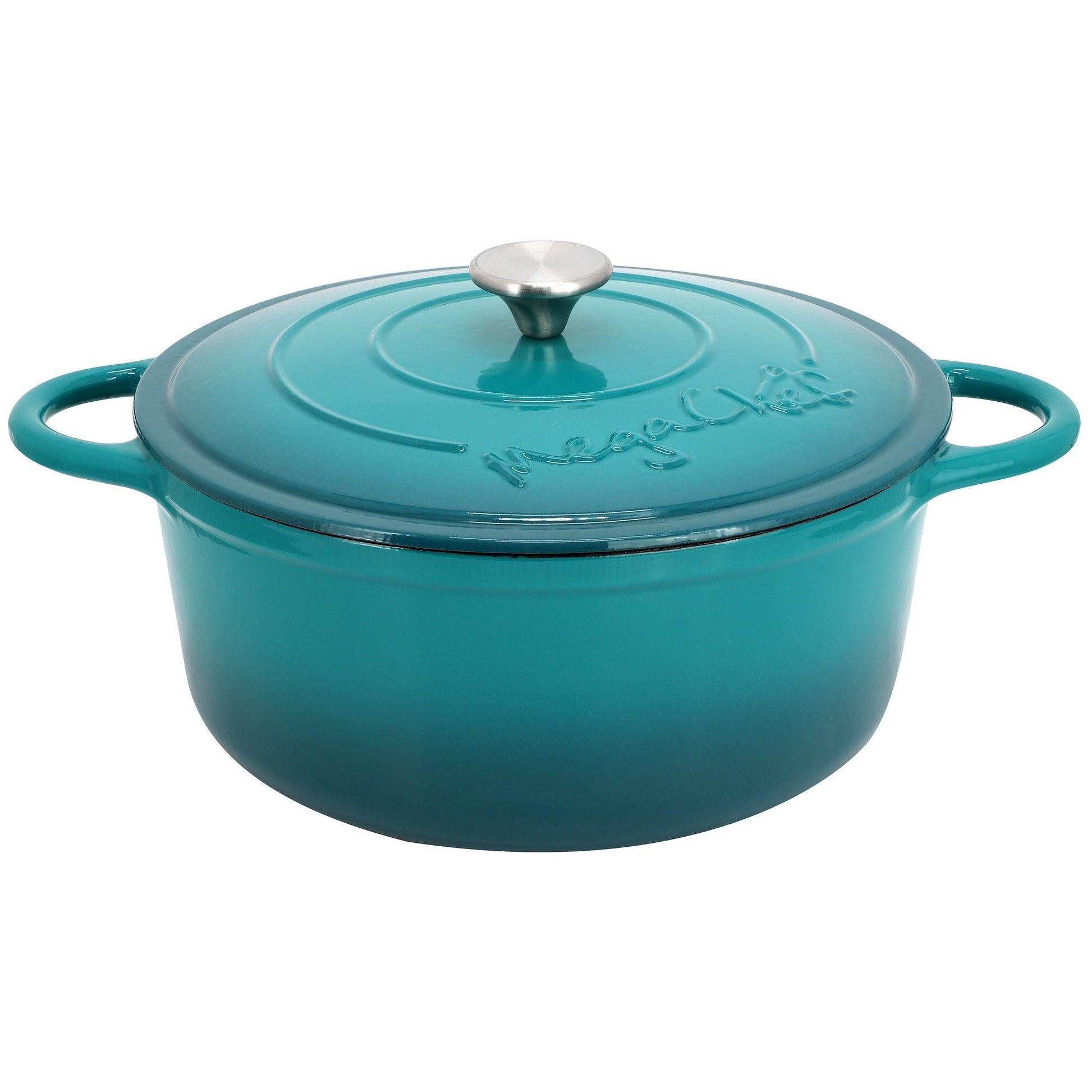 MegaChef 6.35 Quart Round Enameled Cast Iron Dutch Oven with Self Basting Lid in Teal LuxuryLifeWay Online Store