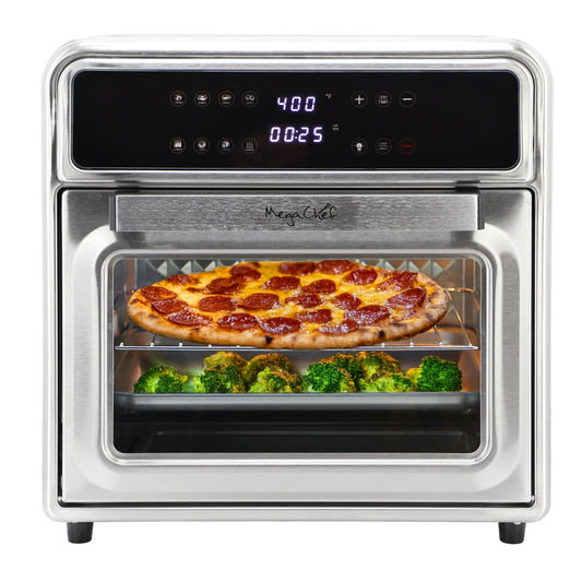 MegaChef 21.13 Quart Stainless Steel Digital Electric Multi-Function Air Fryer and Counter Top Oven in Silver LuxuryLifeWay Online Store