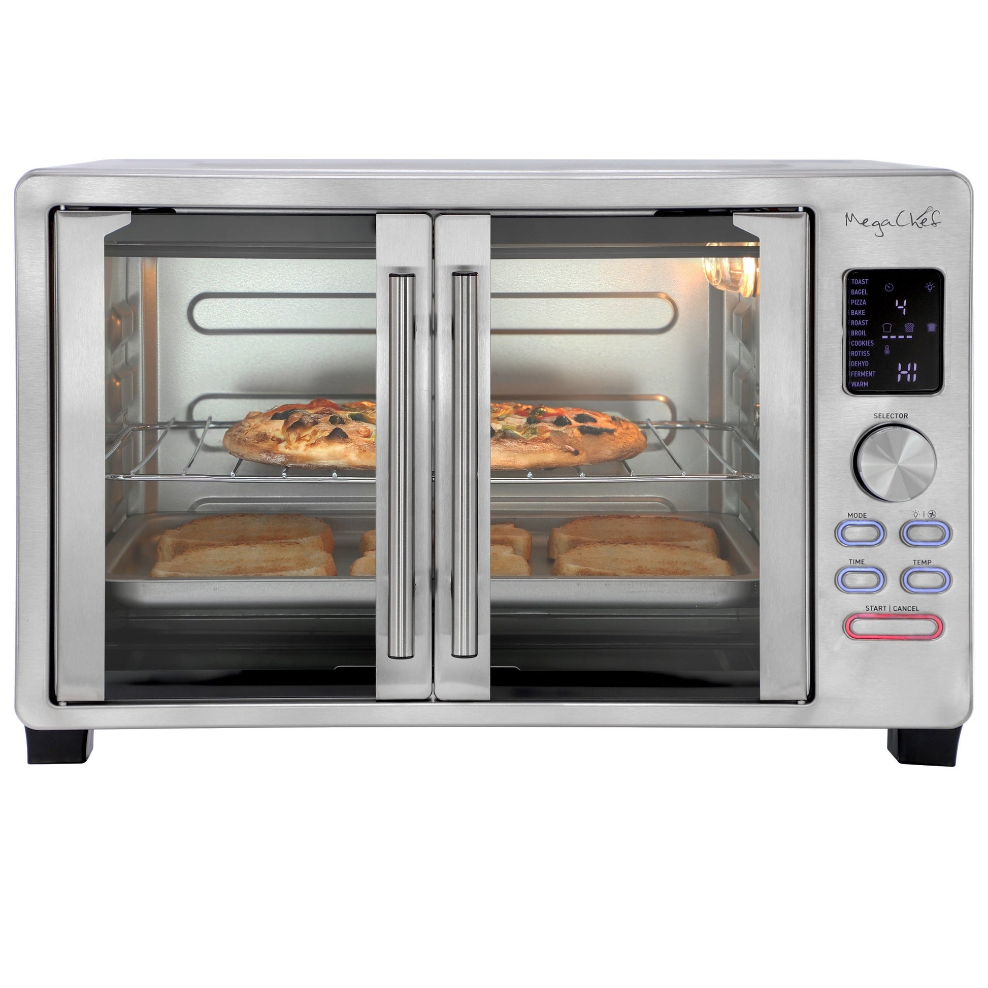 MegaChef 31.7 Quart Digital French Door Multi-Function Electric Convection Toaster Oven with Rotisserie Set LuxuryLifeWay Online Store