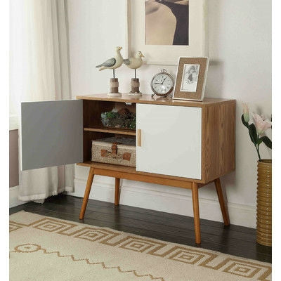 Mid-Century Modern Console Table Storage Cabinet with Solid Wood Legs LuxuryLifeWay Online Store