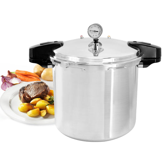 MegaChef 24 Quart Large Capacity Aluminum Stovetop Pressure Cooker for Induction and Gas Stove-Tops LuxuryLifeWay Online Store