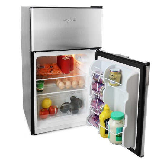 MegaChef 3.2 Cubic Feet 2 Door Refrigerator/Freezer in Stainless Steel LuxuryLifeWay Online Store