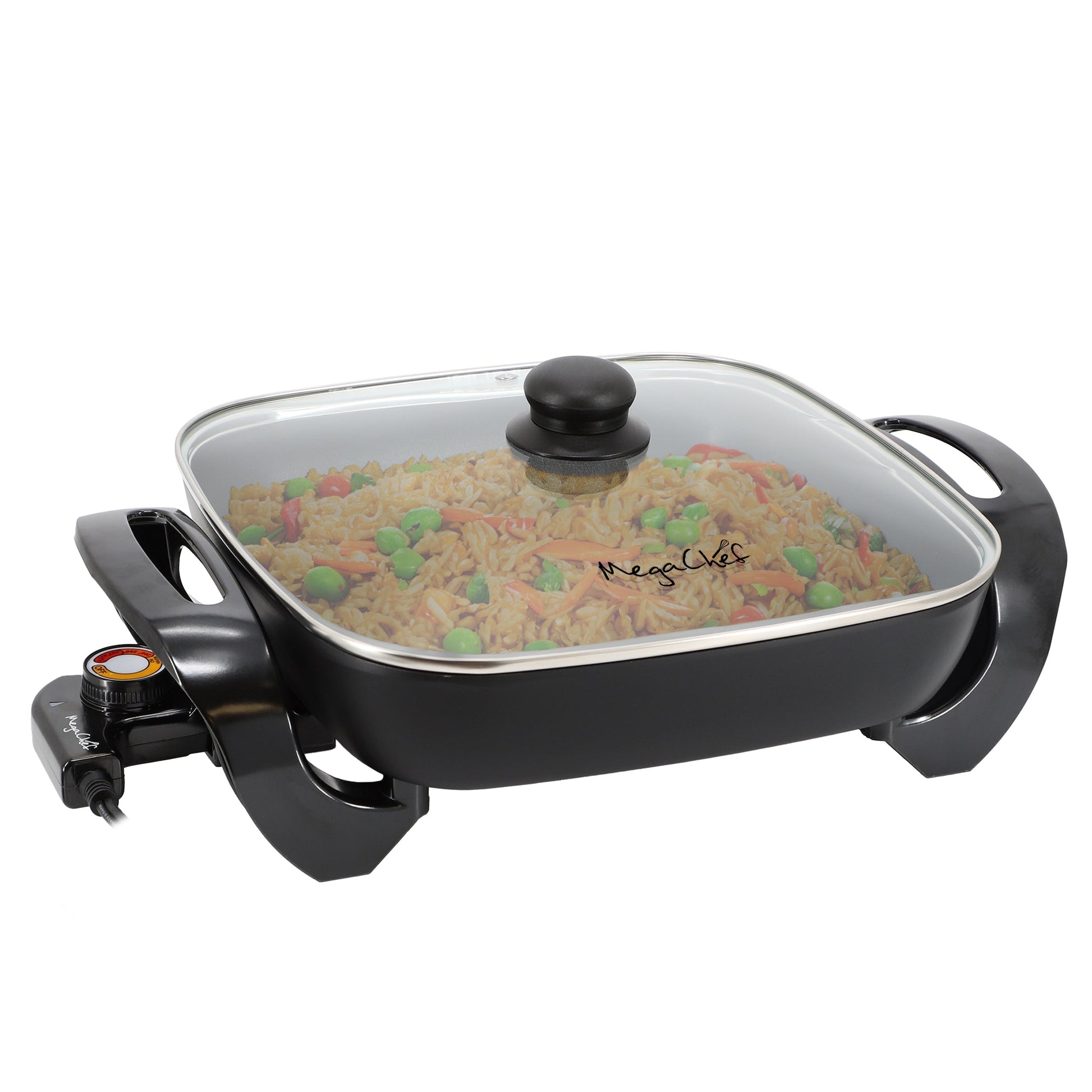 MegaChef 11.81 Inch Electric Skillet with Non-Stick Coating in Black LuxuryLifeWay Online Store