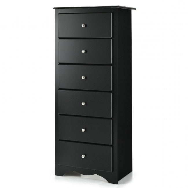 Modern Black 6 Drawer Tall Wood Dresser Chest LuxuryLifeWay Online Store