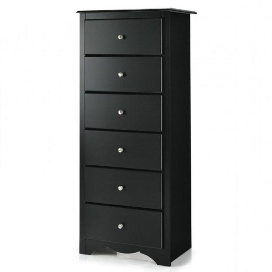 Modern Black 6 Drawer Tall Wood Dresser Chest LuxuryLifeWay Online Store
