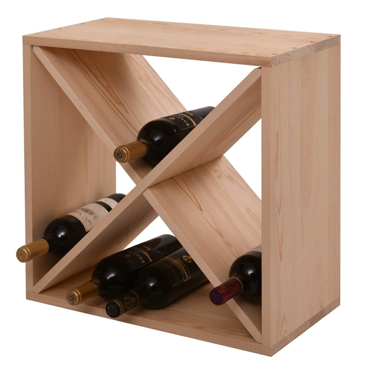 24 Bottle Solid Wood Stackable Modular Wine Rack LuxuryLifeWay Online Store