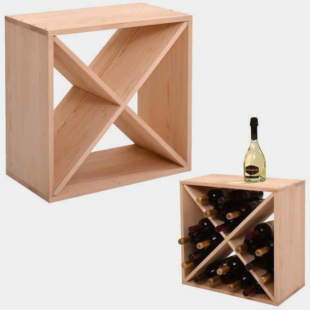 24 Bottle Solid Wood Stackable Modular Wine Rack LuxuryLifeWay Online Store