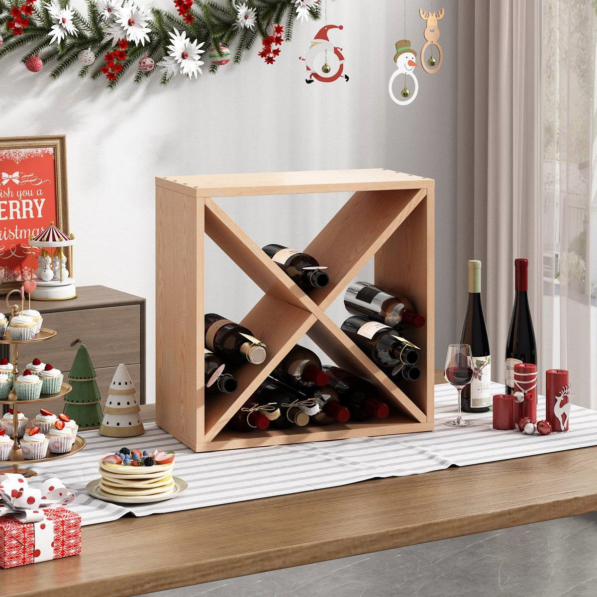 24 Bottle Solid Wood Stackable Modular Wine Rack LuxuryLifeWay Online Store