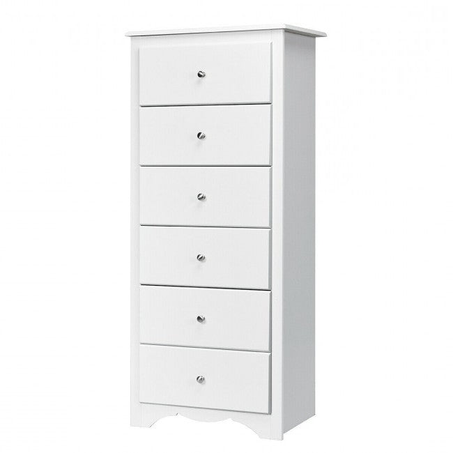 Modern White 6 Drawer Tall Wood Dresser Chest LuxuryLifeWay Online Store