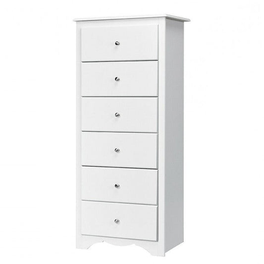 Modern White 6 Drawer Tall Wood Dresser Chest LuxuryLifeWay Online Store