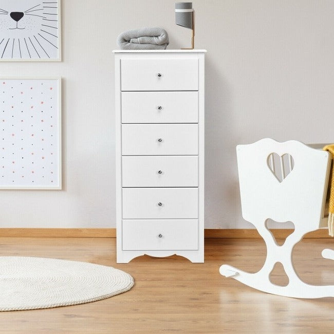 Modern White 6 Drawer Tall Wood Dresser Chest LuxuryLifeWay Online Store