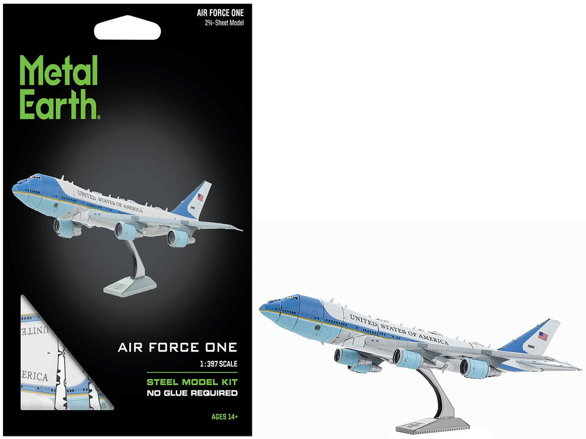 Model Kit Boeing 747 Transport Aircraft "Air Force One Presidential Plane" United States Air Force (Moderate Difficulty) Steel Model by Metal Earth LuxuryLifeWay Online Store