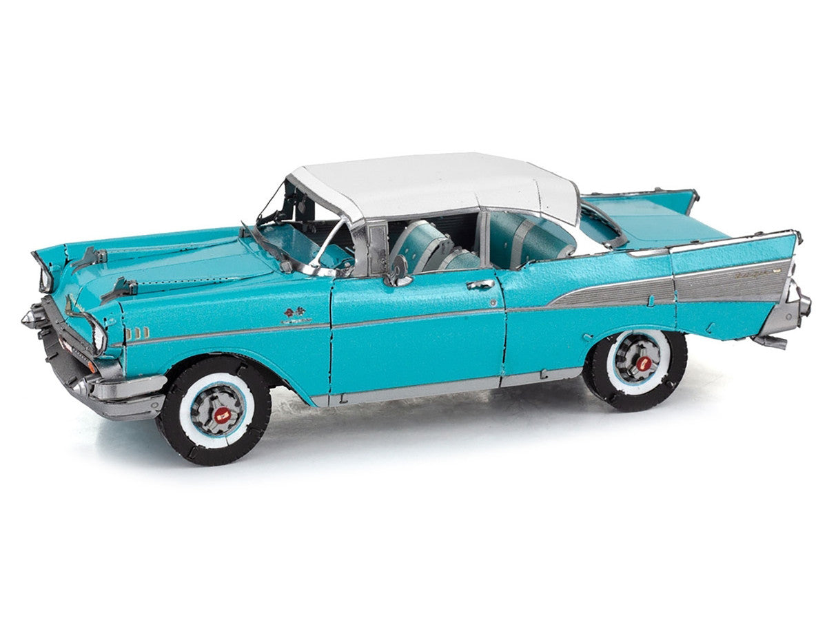 Model Kit 1957 Chevrolet Bel Air Turquoise with White Top (Challenging Difficulty) Steel Model by Metal Earth LuxuryLifeWay Online Store