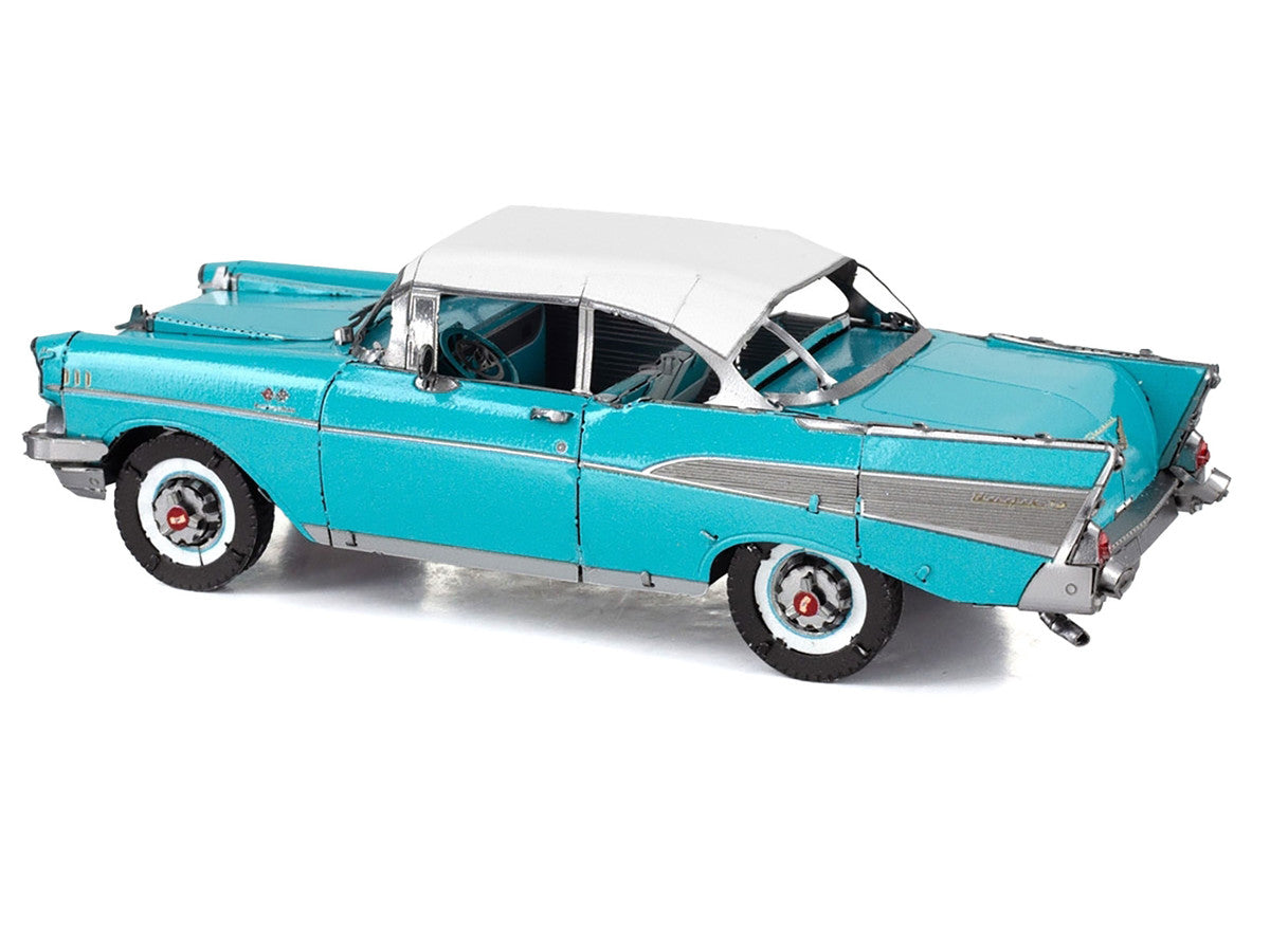Model Kit 1957 Chevrolet Bel Air Turquoise with White Top (Challenging Difficulty) Steel Model by Metal Earth LuxuryLifeWay Online Store