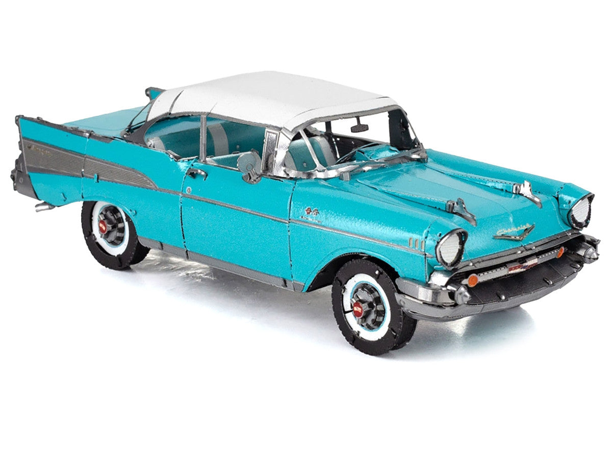 Model Kit 1957 Chevrolet Bel Air Turquoise with White Top (Challenging Difficulty) Steel Model by Metal Earth LuxuryLifeWay Online Store