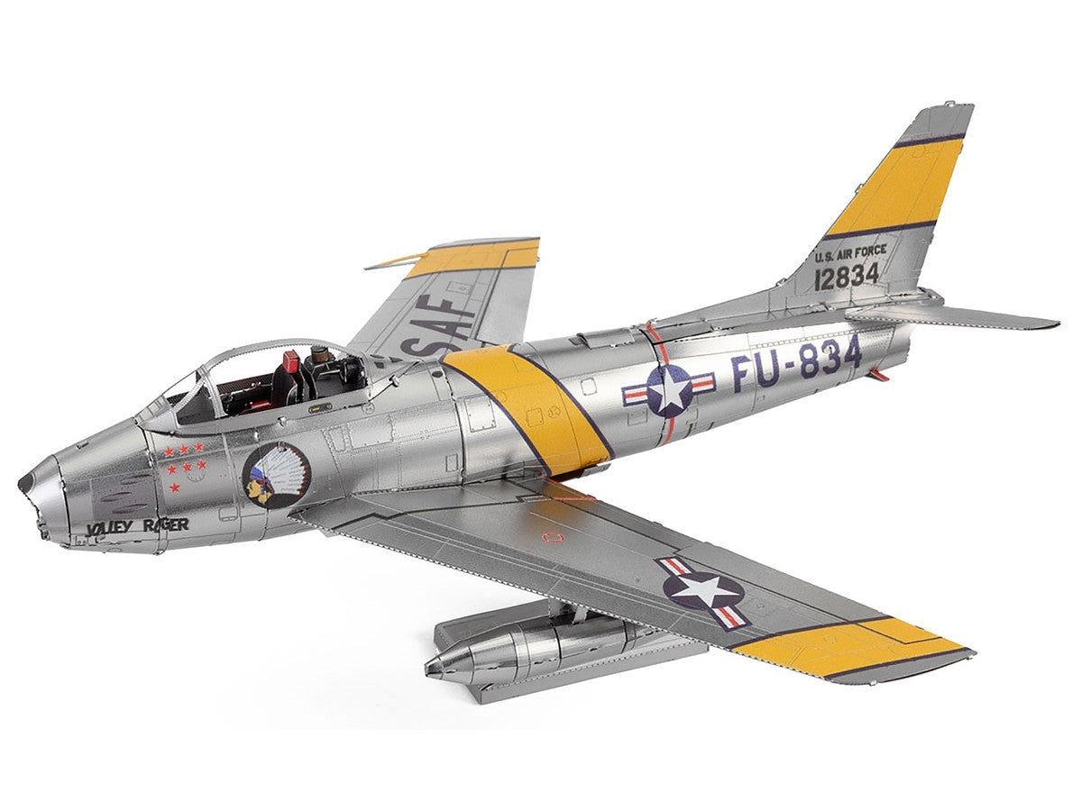 Model Kit North American F-86 Sabre Fighter Aircraft "Jolley Roger" United States Air Force (Moderate Difficulty) Steel Model by Metal Earth LuxuryLifeWay Online Store