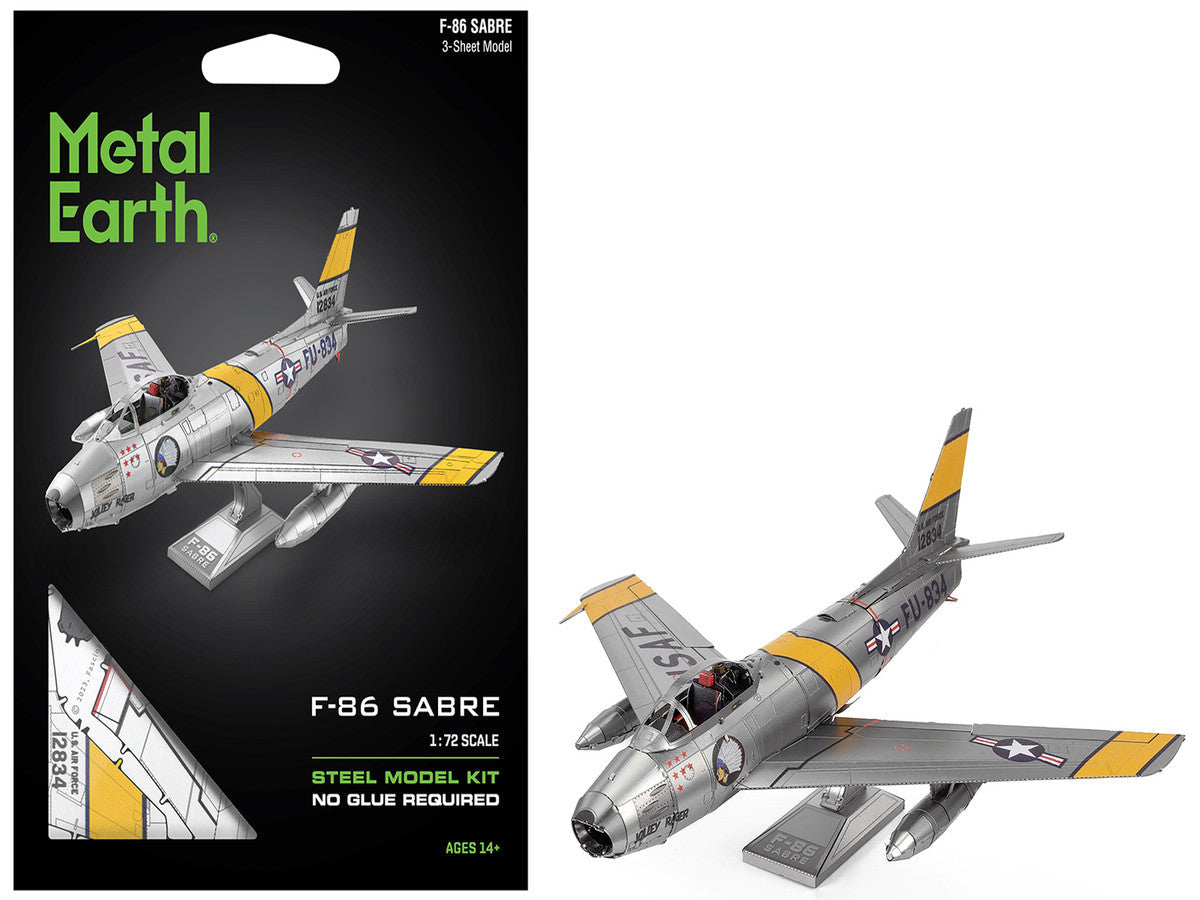 Model Kit North American F-86 Sabre Fighter Aircraft "Jolley Roger" United States Air Force (Moderate Difficulty) Steel Model by Metal Earth LuxuryLifeWay Online Store