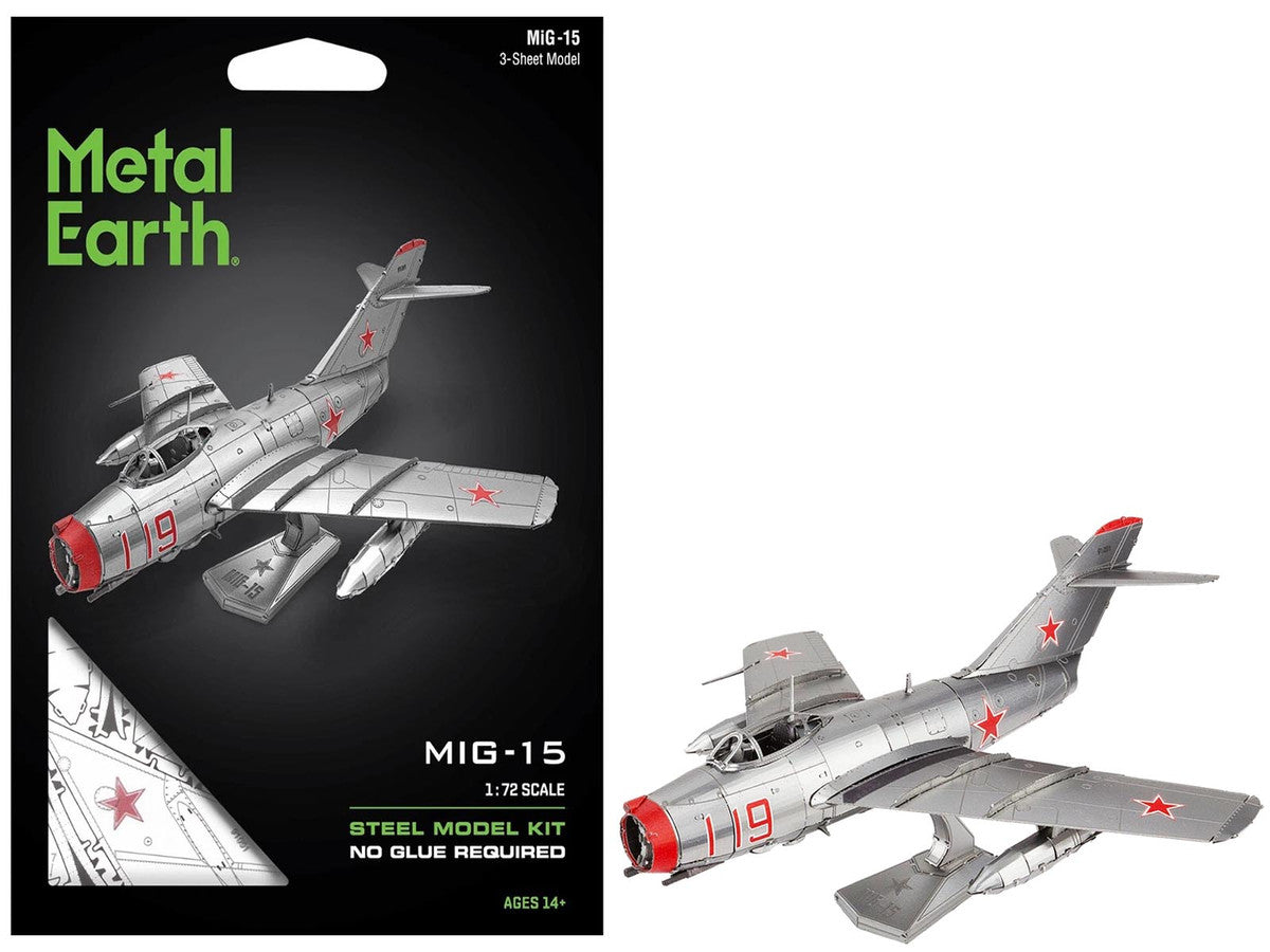 Model Kit Mikoyan-Gurevich MiG-15 Fighter Aircraft "Korean War" Soviet Air Force (Moderate Difficulty) Steel Model by Metal Earth LuxuryLifeWay Online Store