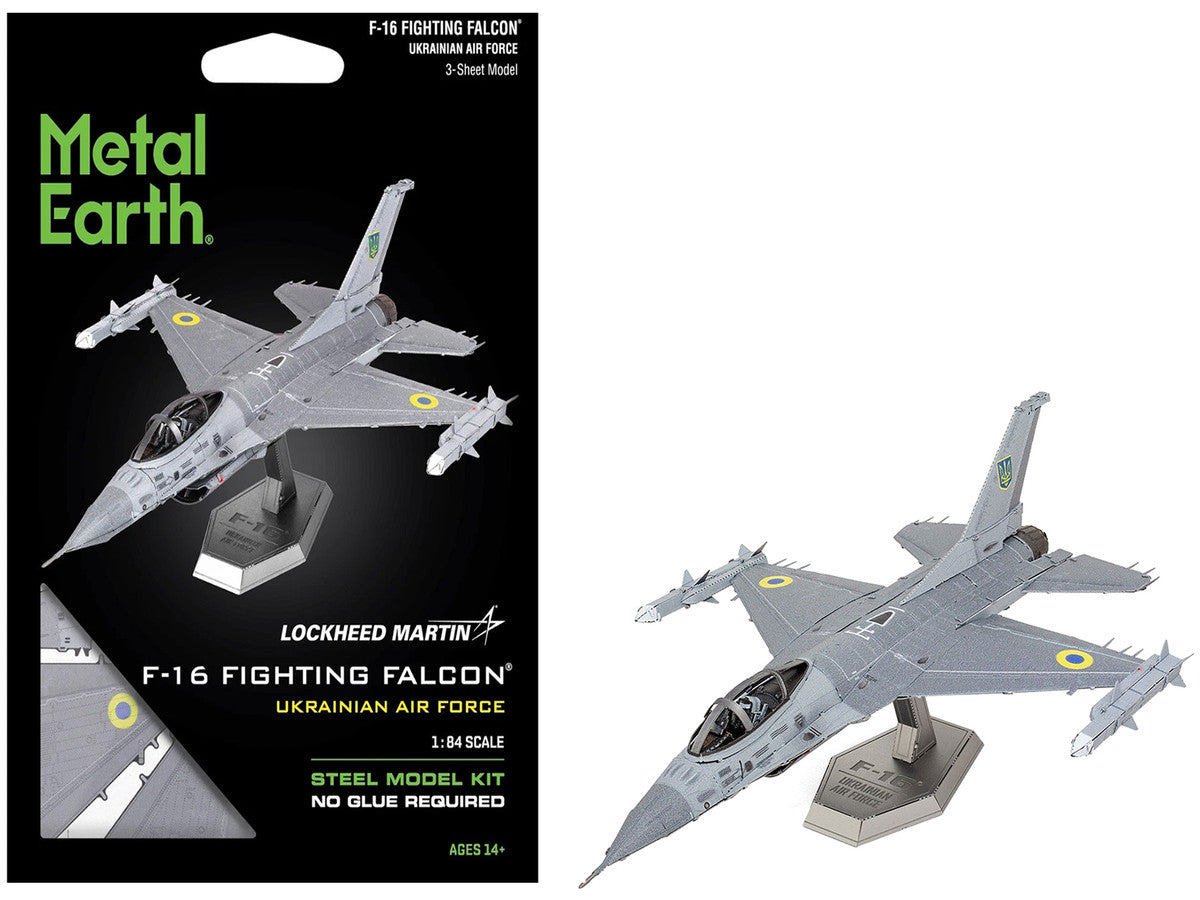 Model Kit Lockheed Martin F-16 Fighting Falcon Aircraft "Ukrainian Air Force" (Moderate Difficulty) Steel Model by Metal Earth LuxuryLifeWay Online Store