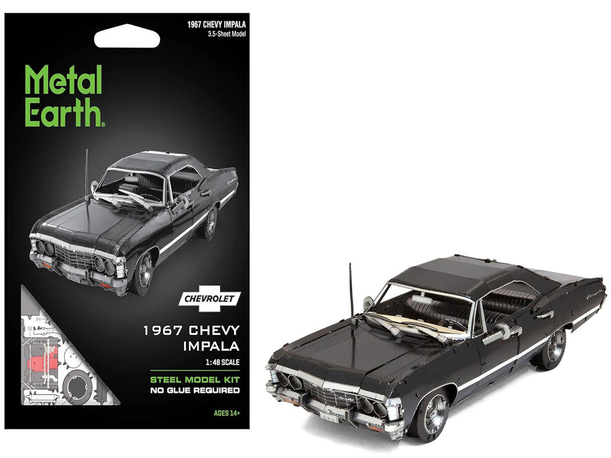 Model Kit 1967 Chevrolet Impala Black (Moderate Difficulty) Steel Model by Metal Earth LuxuryLifeWay Online Store