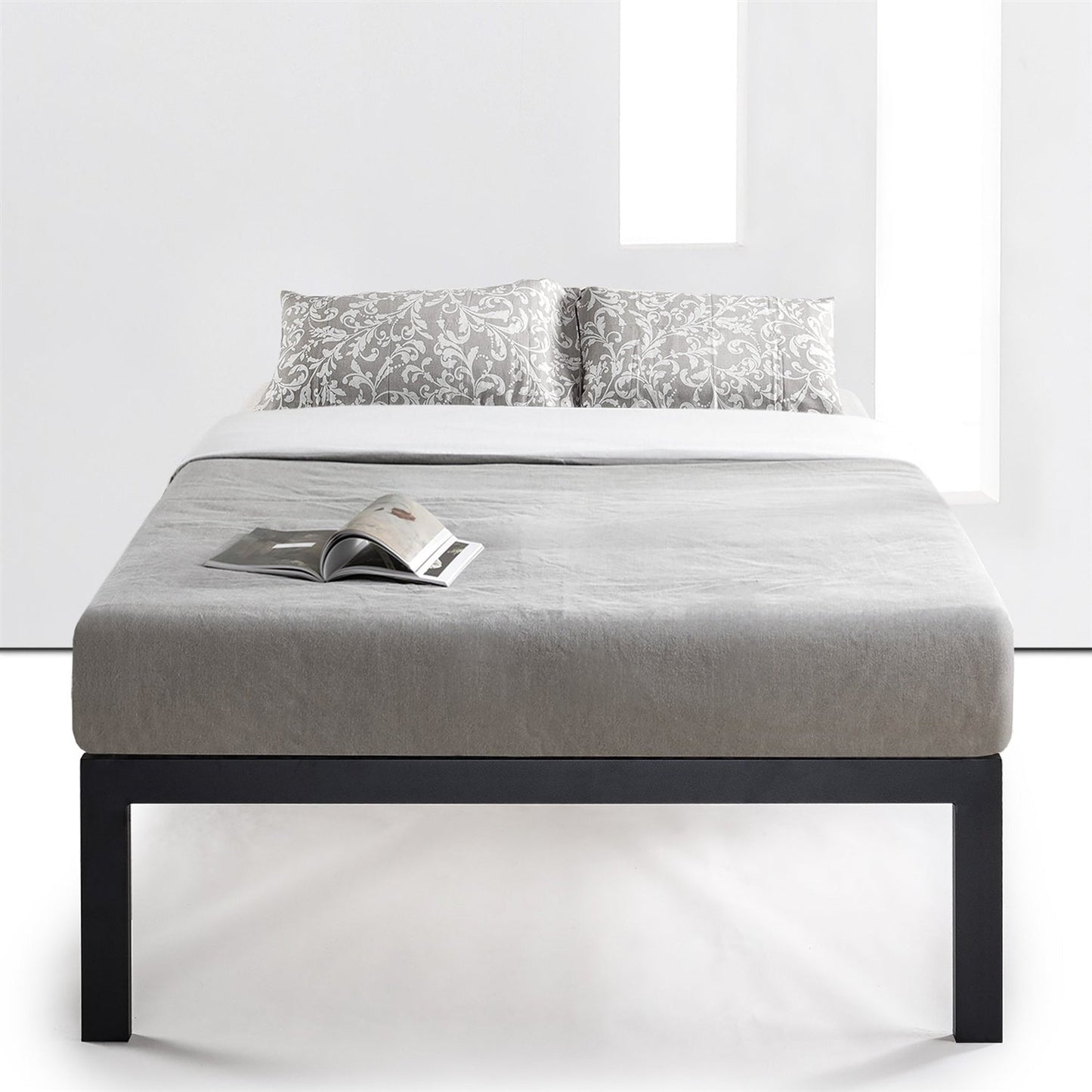 Full size 18 Inch Easy Assemble Metal Platform Bed Frame Wooden Slats LuxuryLifeWay Online Store